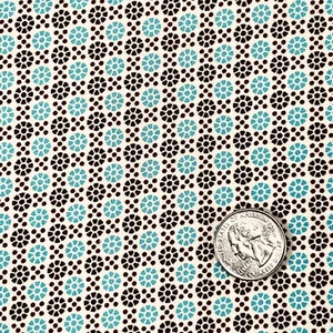 2 yd DAVID TEXTILES Quilt Fabric 100% Cotton Turquoise Brown Dots - Picture 1 of 3