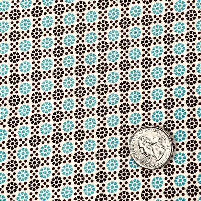 2 yd DAVID TEXTILES Quilt Fabric 100% Cotton Turquoise Brown Dots - Image 1 of 3