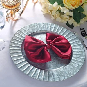 24 pcs 13-Inch Silver Galvanized Metal Round Charger Plates Ruffled Rim Sale - Picture 1 of 9
