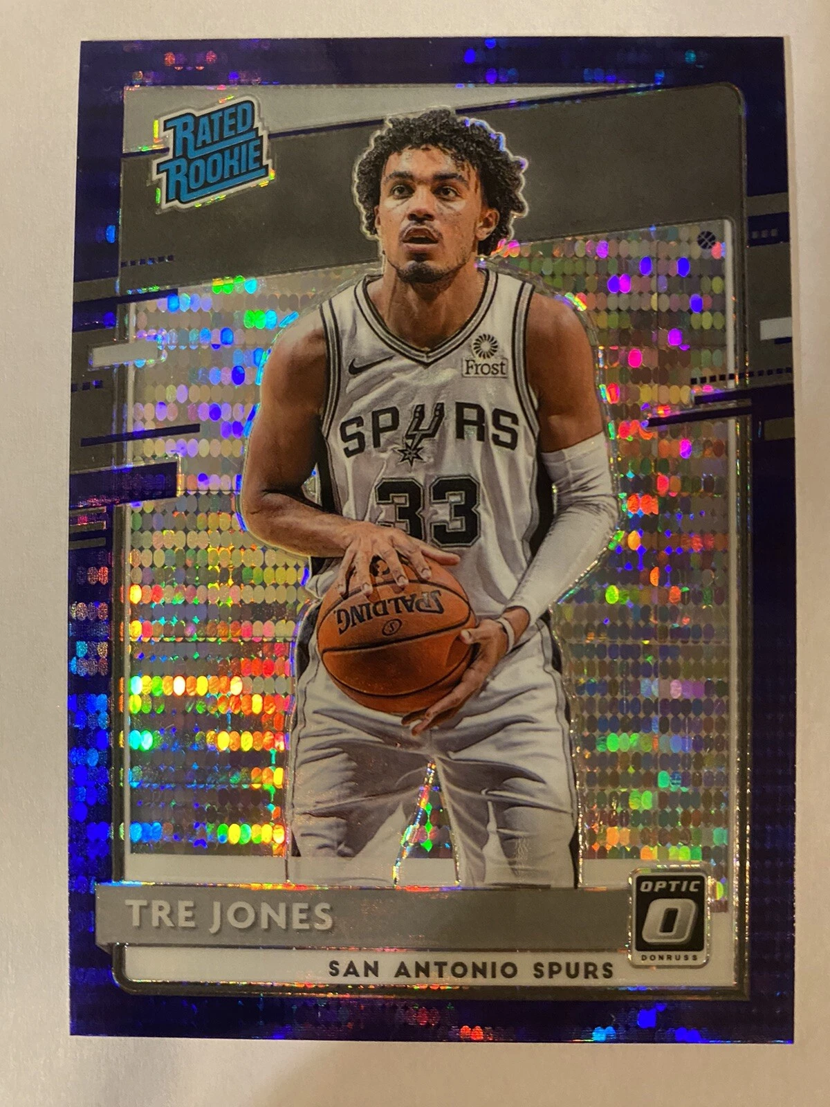 2020-21 Donruss Optic Tre Jones Rated Rookie PURPLE PULSAR PRIZM Spurs #188 RC