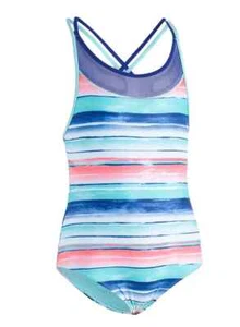 Under Armour L113541 Tropical Tide Water Stripe One-Piece Swimsuit Size 10 - Picture 1 of 2