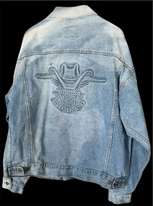 Vintage WINSTON RODEO Denim Trucker Jacket XL American Born USA Made - Picture 1 of 9