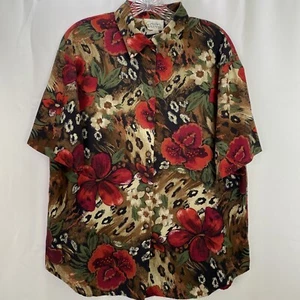 Vintage Cristin Stevens Hawaiian Shirt Womens L Button Up Short Sleeve Tropical - Picture 1 of 6