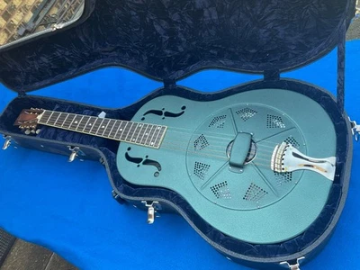 vintage NATIONAL DELPHI ressonador guitarra resofônica metal verde 2005 estojo rígido - Imagem 1 de 4