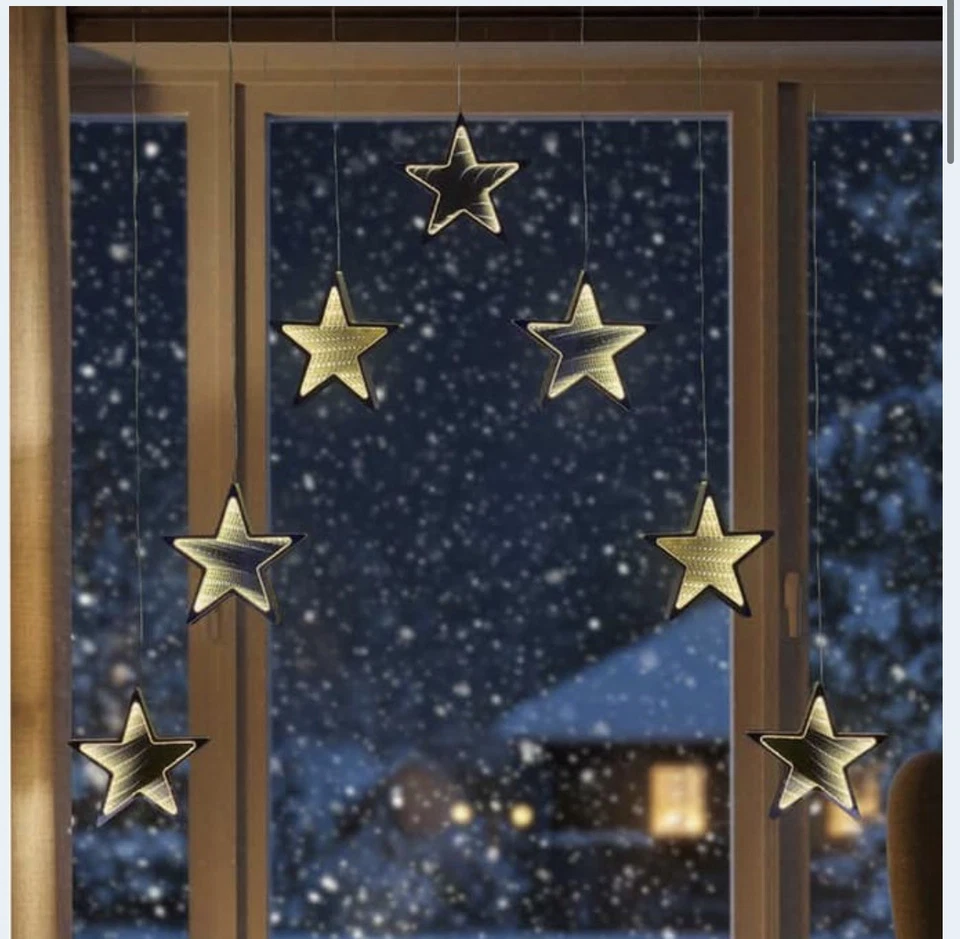 LED Star Infinity Lights Xmas fairy Curtain Christmas Window lights decoration  - Image 1 of 1