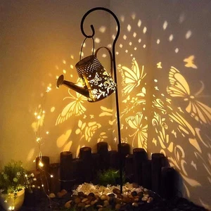 Solar Watering Can Lights Outdoor Garden, LED Butterfly Fairy Light Hanging W... - Picture 1 of 7