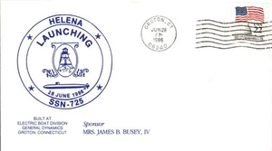 USS HELENA SSN-725 LANZAMIENTO 28 DE JUNIO 1986 GROTON CT CACHÉT - Imagen 1 de 1