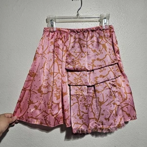 M Missoni Pink gold print 100% silk skirt flare tiered women usa 6 side zip - Picture 1 of 8