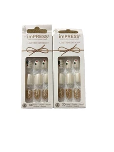 (2) imPRESS Limited Edition Press On Nails, "Jingle Bells", beige, kurz - Bild 1 von 5