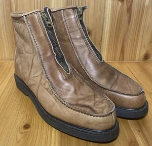 HH Double H Stadionstiefel Herren Gr. 10D Braun Leder Reißverschluss Stil 5334 USA Isoliert - Bild 1 von 15
