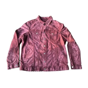 Robin's Jean Suede Denim Jacket USA Made HUGE Embroidered Maroon XL Men RARE - Picture 1 of 13