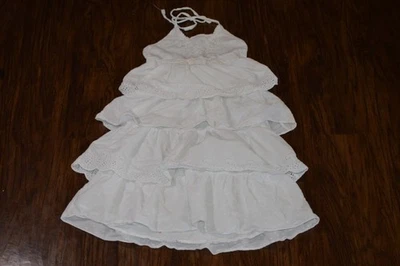 Vestido Justice con Volantes en Niveles de Encaje Blanco Niñas Talla 8 Halter Top Calado Foto 1 de 4