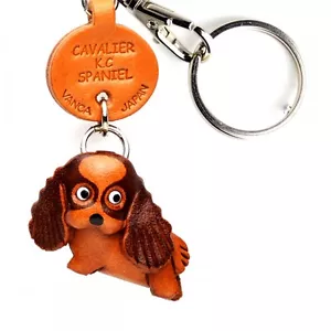Llavero Cavalier K.C.Spaniel Hecho a Mano 3D Cuero Perro VANCA Hecho en Japón #56715 - Imagen 1 de 10