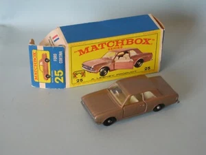 Lesney Matchbox MB-25 Ford Cortina MKII Brown Boxed Regular 70mm Toy Model Car - Picture 1 of 3