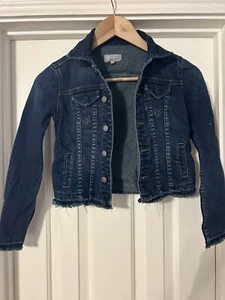 Tractr Denim Blue Jean Jacket  Girls Size Medium - Distressed Look- Perfect Cond - Picture 1 of 3