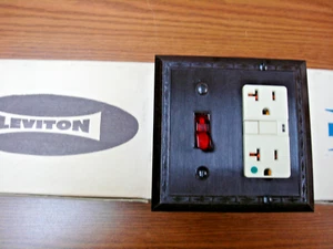 Vintage Uniline Brown Decora GFCI Switch Outlet Wall Cover Plate 2 Gang Leviton - Picture 1 of 4