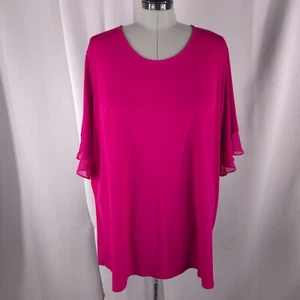 Susan Graver Top Womens 5X Magenta Liquid Knit Tunic Stretchy Boho Preppy Basic - Picture 1 of 12