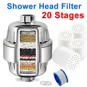 20 Stage Shower Head Filter for Hard Water with Replacement Filter Cartridges - Picture 1 of 9