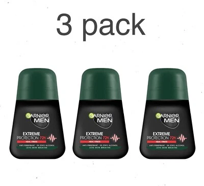 3 x Desodorante roll-on para hombre GARNIER MEN EXTREME 1,7 fl.oz / 50 ml Foto 1 de 2