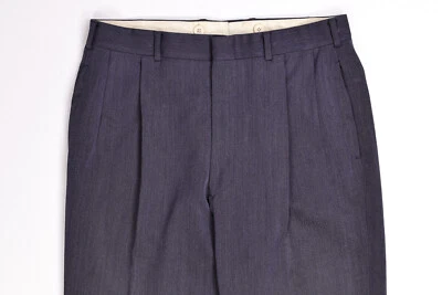 De Colección Brooks Brothers 346 Rayas Plisado Puño Pierna Ancha 32x28 Lana/Algodón Foto 1 de 4