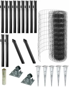 80m Set Höhe 120 cm ANTHRAZIT Gitterzaun + HÜLSEN Maschendrahtzaun Wildzaun NEU - Bild 1 von 7