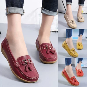 Ladies Fit Shoes Slip On Foam Work Shoes Womens Loafer Shoe Memory Leather Shoes - Picture 1 of 27