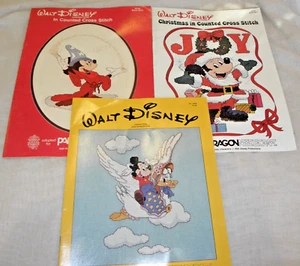 LOT OF 3 Walt Disney Counted Cross Stitch Pattern Books Mickey Mouse Bambi ... - Picture 1 of 8