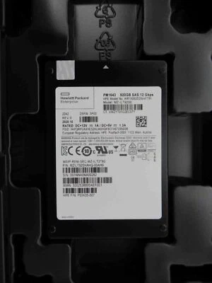 SAMSUNG PM1643 920G HPE SAS SSD 12G/s MZILT920HAHQ-00AH9 ARFX0920S5xnFTRI 3P00 - Bild 1 von 2