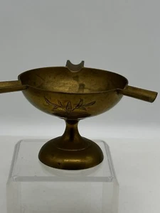 vintage brass ashtray ash tray ornate etched triple cigarette pedestal stand - Picture 1 of 8