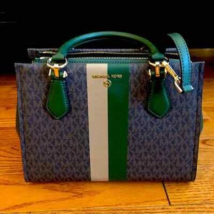 MICHAEL KORS Marilyn Amazon Green MK Monogram Print Satchel Small handbag NWT - Picture 1 of 8