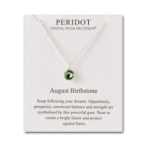 August (Peridot) Birthstone Necklace Created with Zircondia® Crystals - Picture 1 of 11