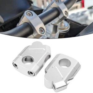 2Pcs Silver Motorcycle Handlebar Riser Bar Mount Handle Clamp For BMW For Harley - Picture 1 of 11