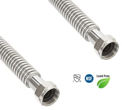 2Pcs Corrugated Stainless Water Heater Supply Connector Hose Lines 3/4"FIP X 24" - Image 1 of 4
