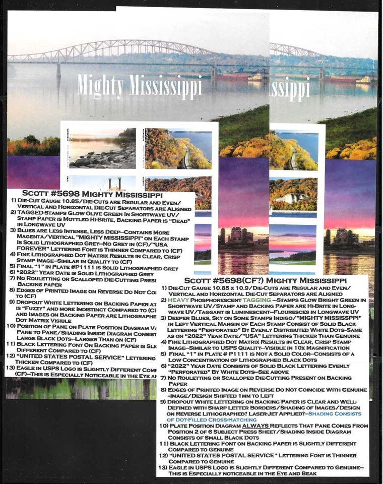 Scott #5698-2022 (58c) Mississippi Pane of 10 CF, Genuine and Descriptive Tabs! - Image 1 of 1