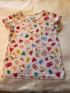 365kids Girl's Size 7 Colorful Busy Short Sleeved T -Shirt - Picture 1 of 5