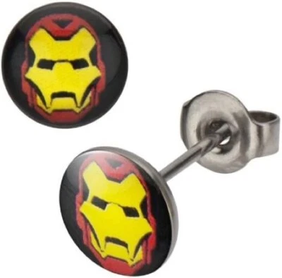 Aretes Ironman de acero inoxidable esmaltados con licencia Marvel MCU Avengers Foto 1 de 2