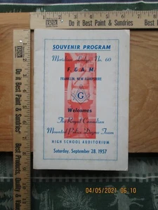 programa Meridian Lodge No. 60 F&AM Franklin nuevo Hampshire 1957 - Imagen 1 de 5