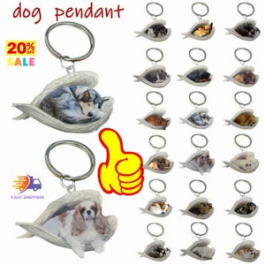 2D Cute Funny Sleeping Angel Dog Hanging Ornament Keychain Acrylic Pendant - Picture 1 of 38