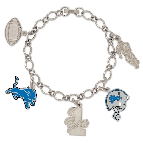 Detroit Lions Wincraft NFL Bracelet With 5 Charms FREE SHIP Cover