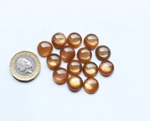 Pietra di luna pietra preziosa naturale oro lucido pietra di luna rotonda cabochon lotto 6,8,10,12 mm - Foto 1 di 6