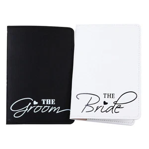 2Pcs Passport Wallets PU Leather Air Tickets Passport Organizer Black White - Picture 1 of 11