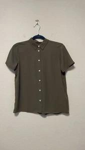 Women's J. Crew Olive Green Short Sleeve Button Down Shirt  - Picture 1 of 4