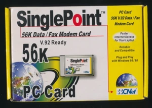 CNet SinglePoint PC Card 56K V.92 FAX / Modem Card - Picture 1 of 5