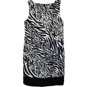 AB Studio Womens Dress sz 14 black & white animal print sleeveless - Picture 1 of 4
