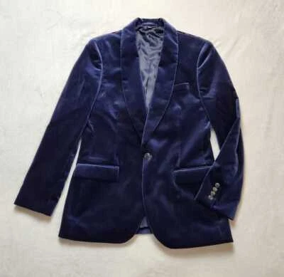 Nuevo Hombre J Crew Ludlow Slim Fit Chal-Cuello Esmoquin Chaqueta Azul Marino Terciopelo Blazer Foto 1 de 4
