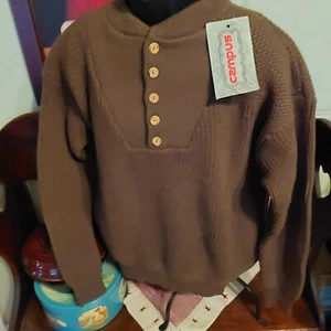 Suéter Campus Vintage Hombre XL Brown Acrílico Knit Henley Style - Imagen 1 de 3