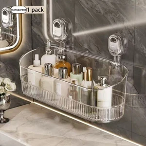 Punch-free Bathroom Drain Rack Wall-mounted Suction Storage Box Organizer - Picture 1 of 13