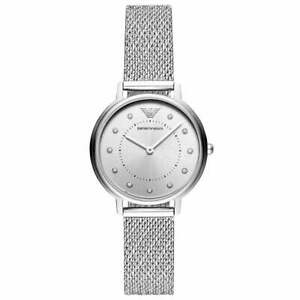 NEW Genuine EMPORIO ARMANI 32mm Silver Dial Crystal Women Designer Watch AR11128