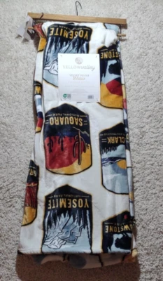 National Park Fleece Throw Blanket Log Cabin Decor Grand Canyon Yellowstone NEW - Image 1 of 4