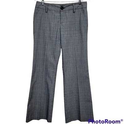Vintage 90s Y2K Rampage Jrs 7 Grey Plaid Dress Casual Straight Wide Leg Pants - Image 1 of 4